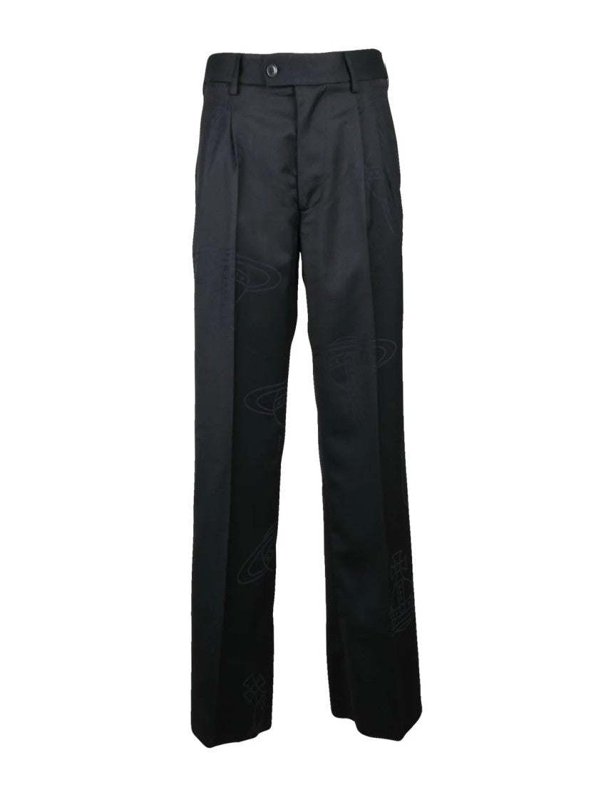 Vivienne Westwood High Waist Wide Leg Trousers With Pleats And Zip Closure