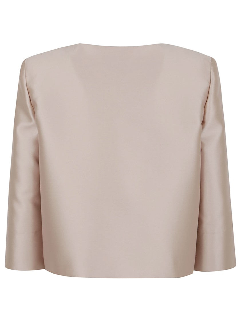 Alberta Ferretti Round Neck Jacket With Three-Quarter Sleeves