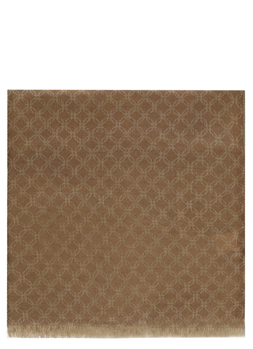 Altea Brown Wool-Blend Geometric Scarf