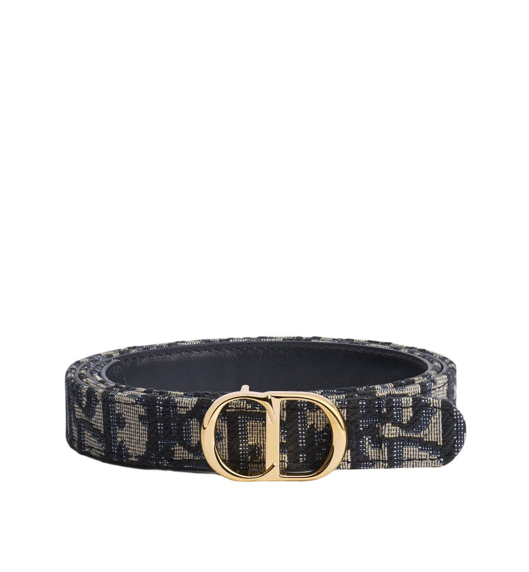 Christian Dior Textured Interlocking Cd Buckle Fabric Belt