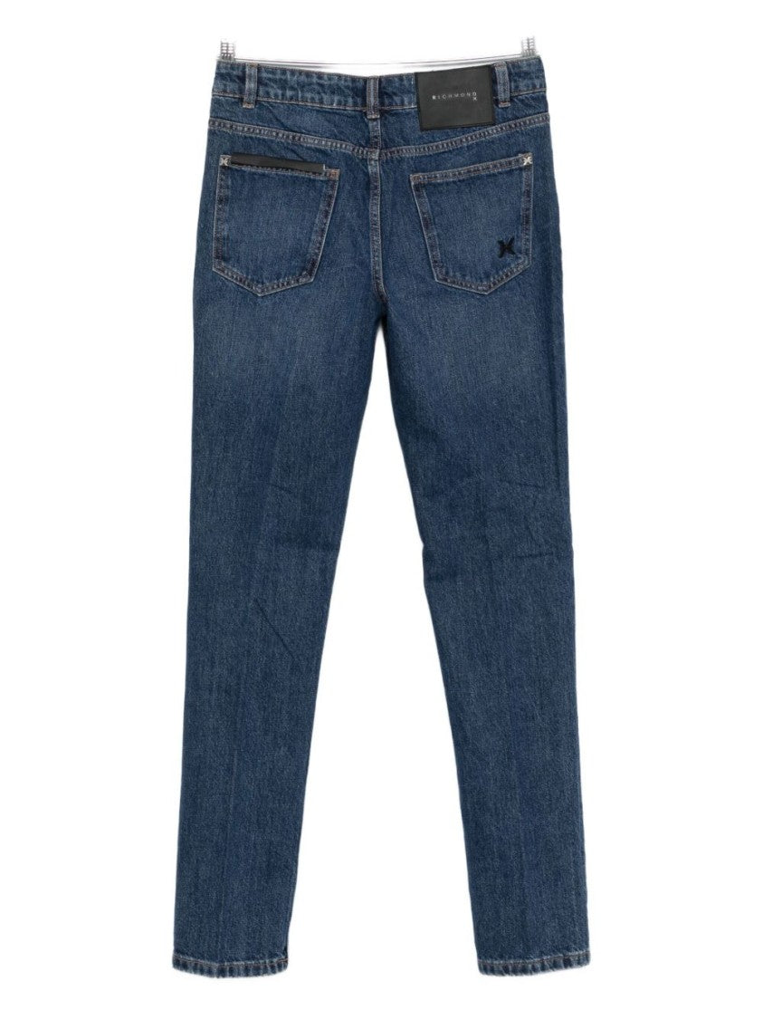 John Richmond Classic Straight-Fit Denim Jeans In Medium Blue Wash