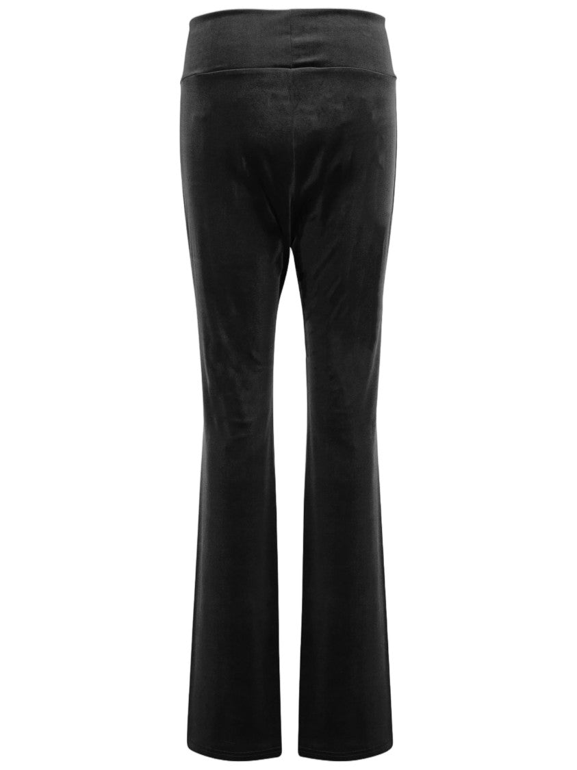 Don't @ Me Black High-Waist Slim Fit Stretch Nylon Flared Pants