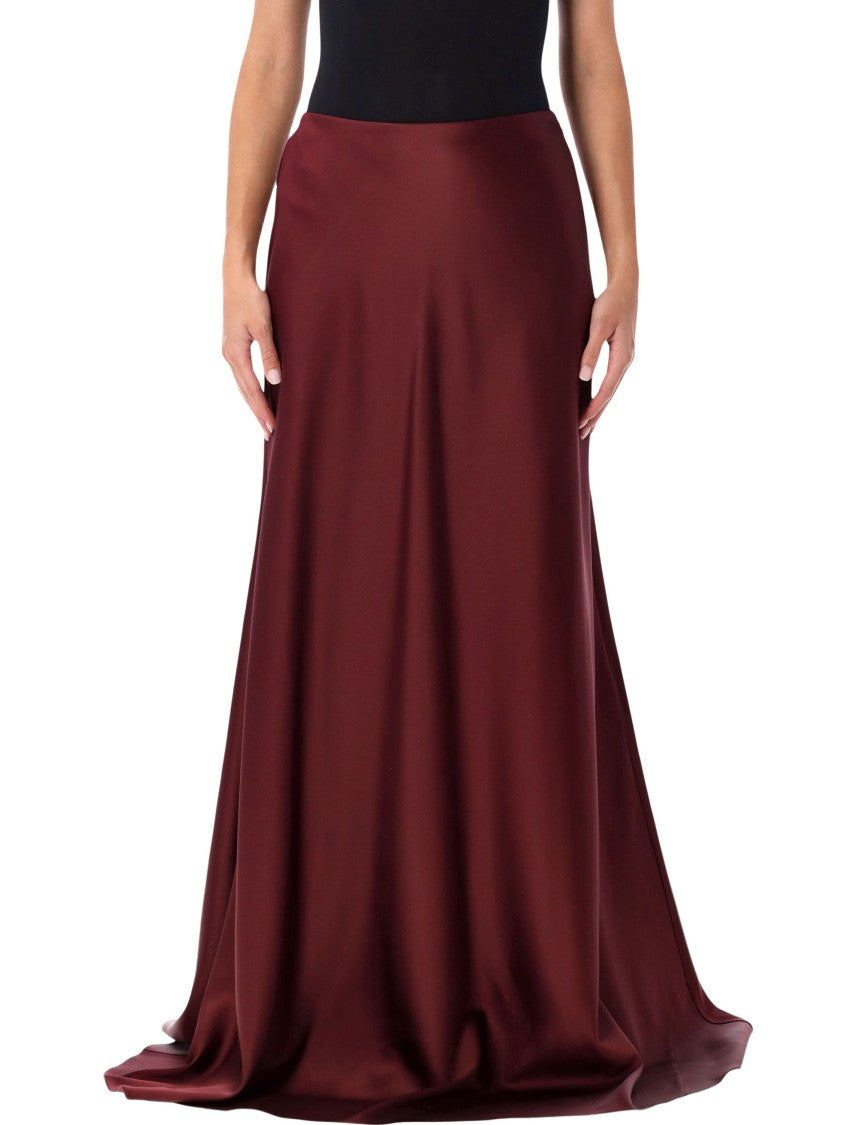 Polo Ralph Lauren Burgundy Masina Luminous Flared Maxi Skirt
