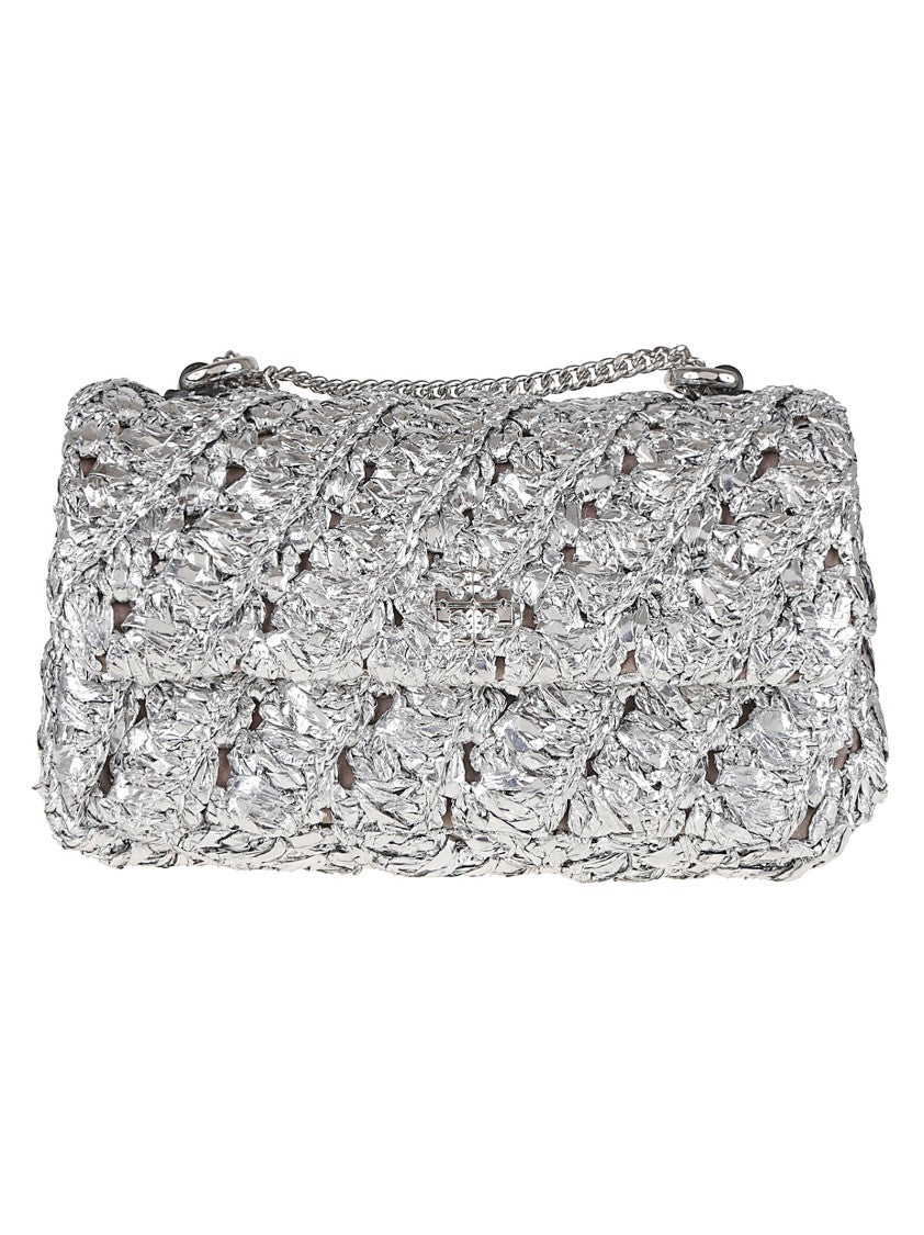 Tory Burch Woven Metallic Finish Shoulder Bag