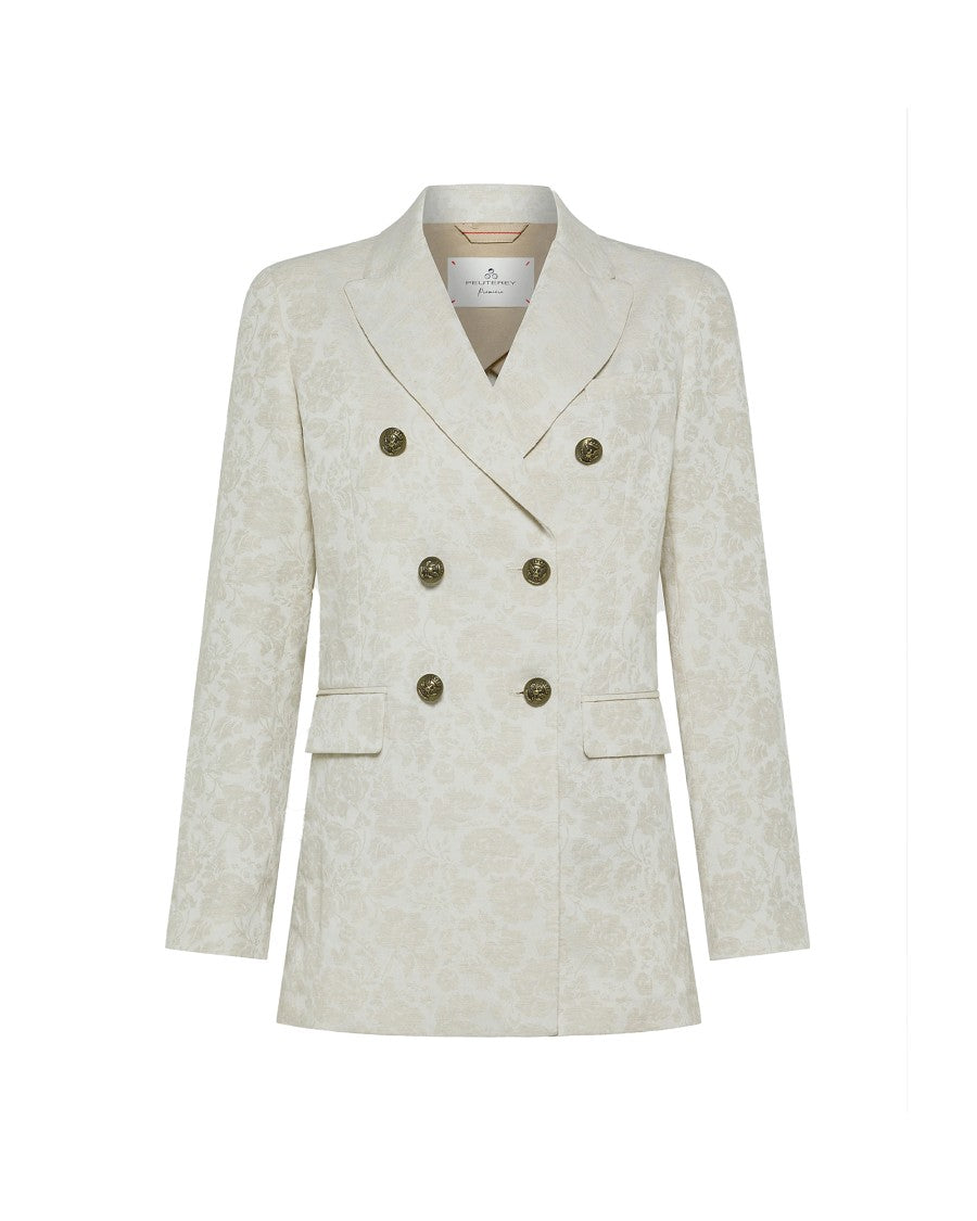 Peuterey Double-Breasted Blazer With Ecru Jewel Buttons