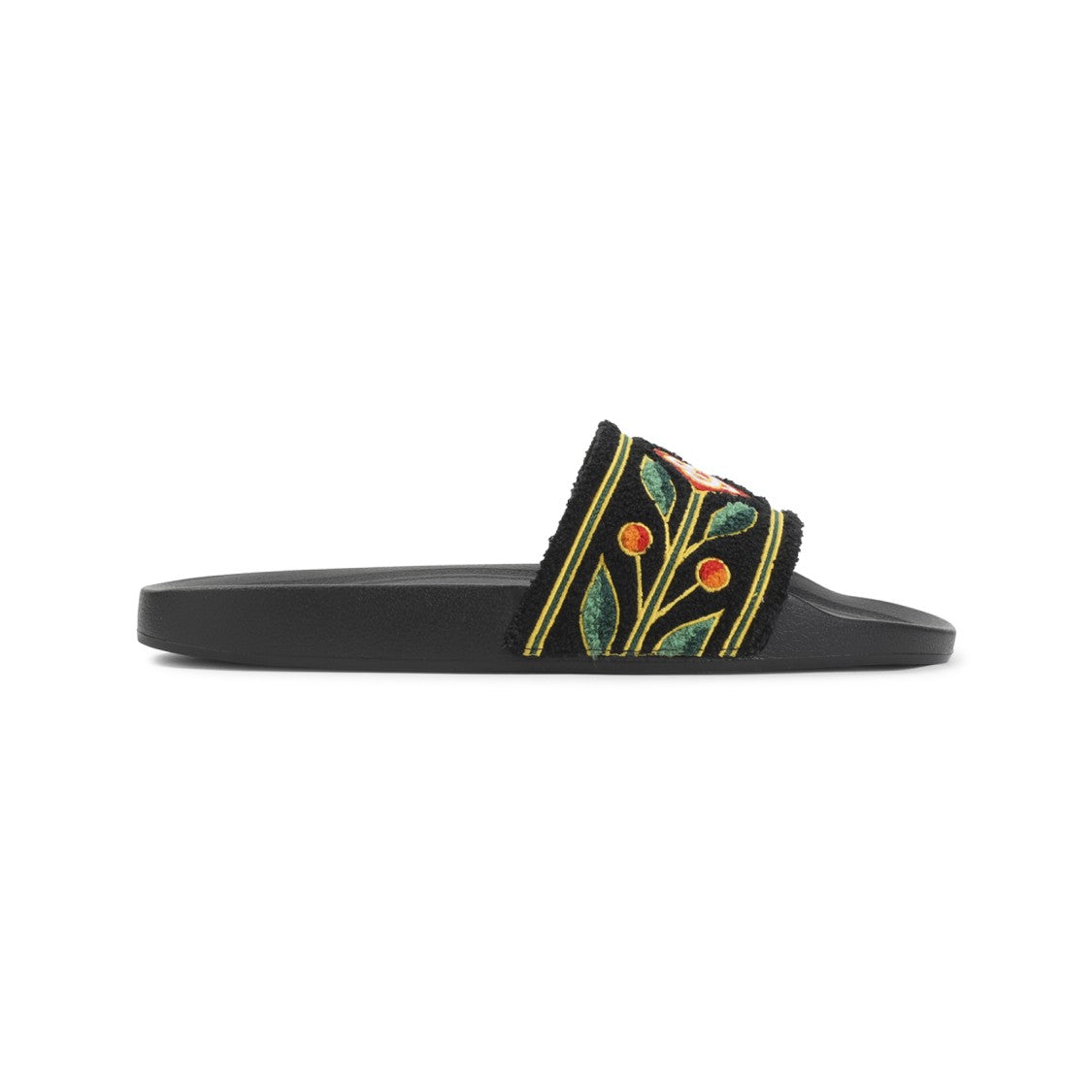Casablanca Floral-Embroidered Casual Sandals With Geometric Emblem