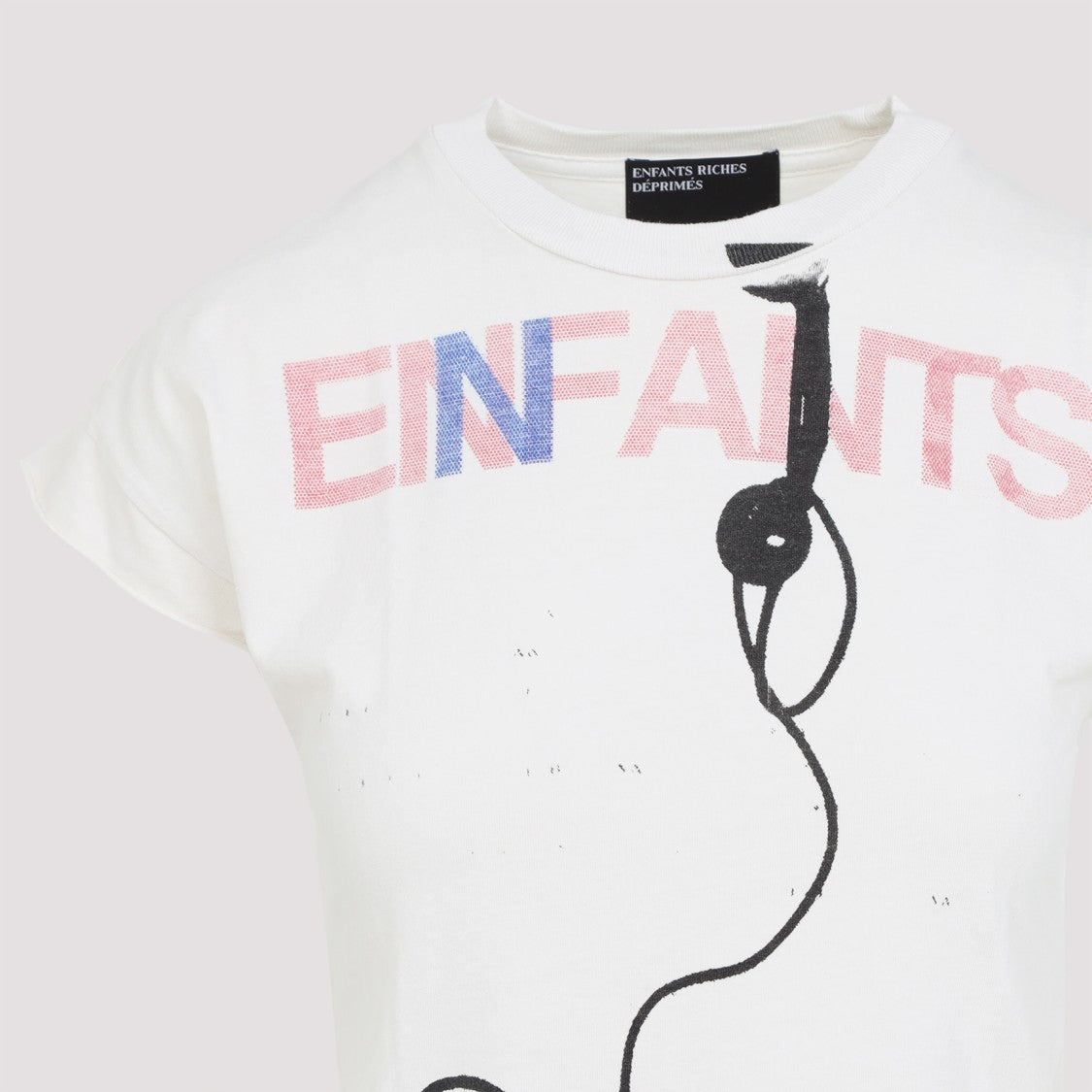 Enfants Riches Déprimés Faded White Cotton Forget To Answer Shrunken T-Shirt