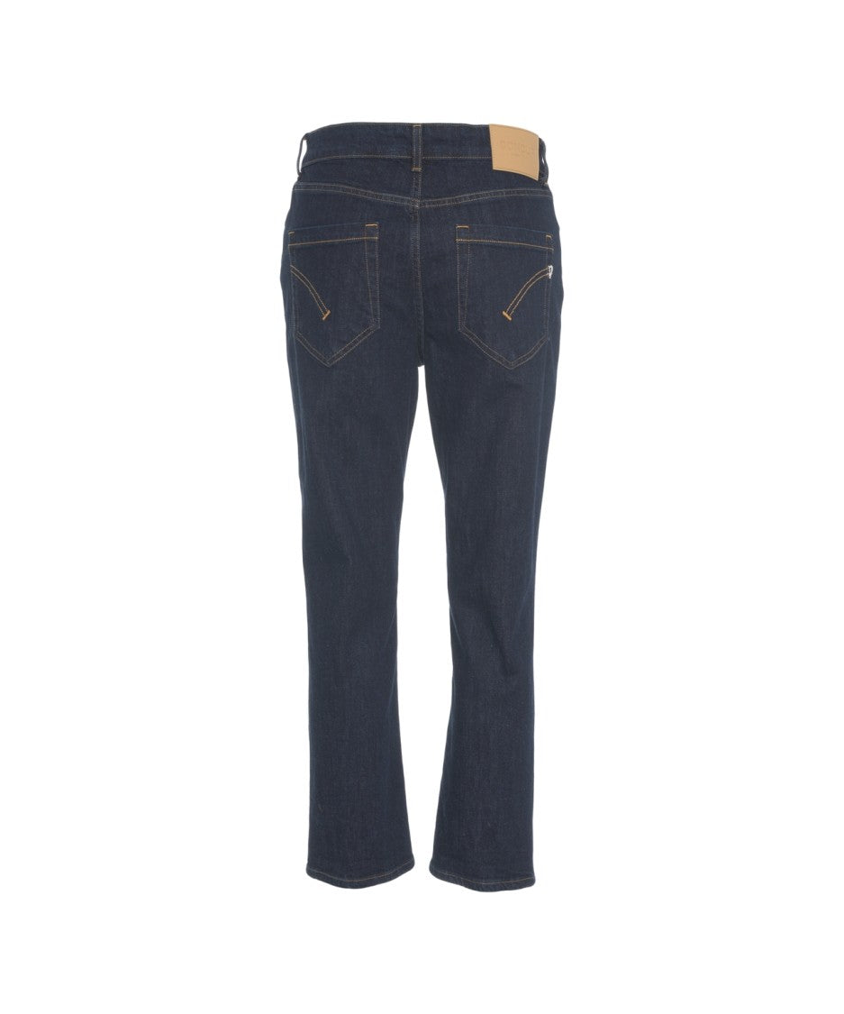 Dondup Dark Indigo Straight-Leg Jeans With Distinctive Button Closure
