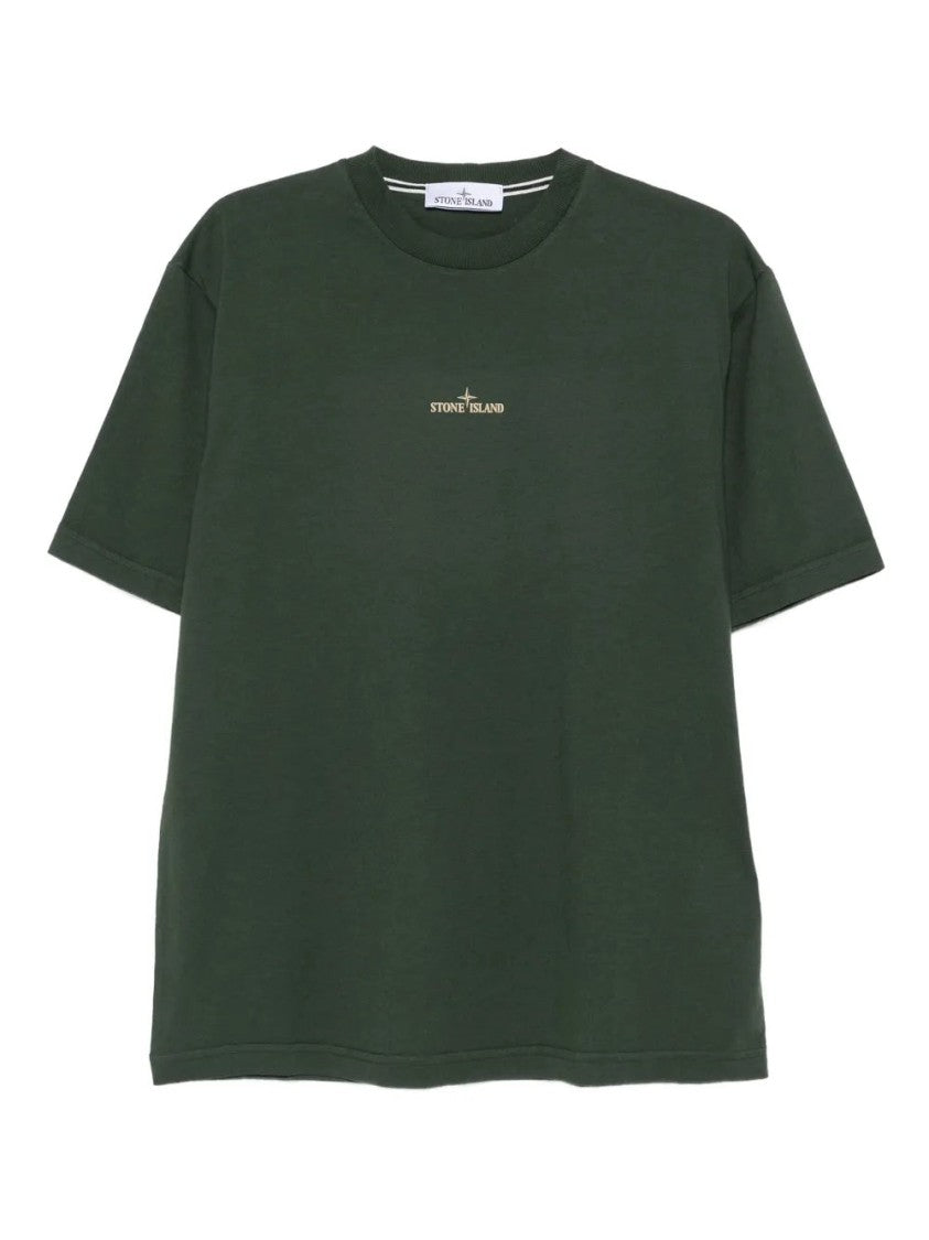 Stone Island Green Logo-Print T-Shirt