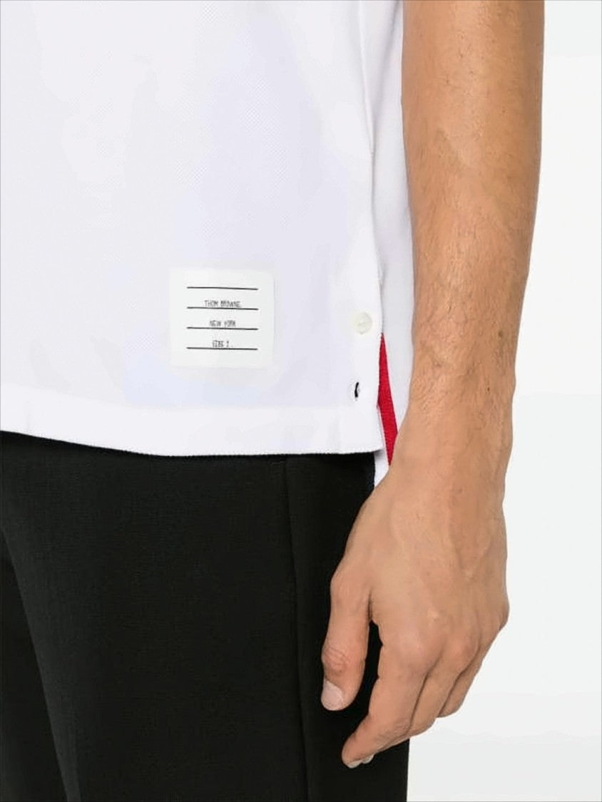 Thom Browne Short-Sleeve T-Shirt With Vertical Tricolor Stripe