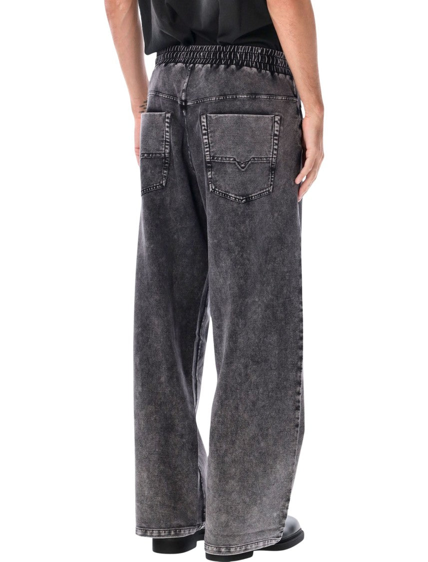 Diesel Washed Black Relaxed Drawstring Sweatpants