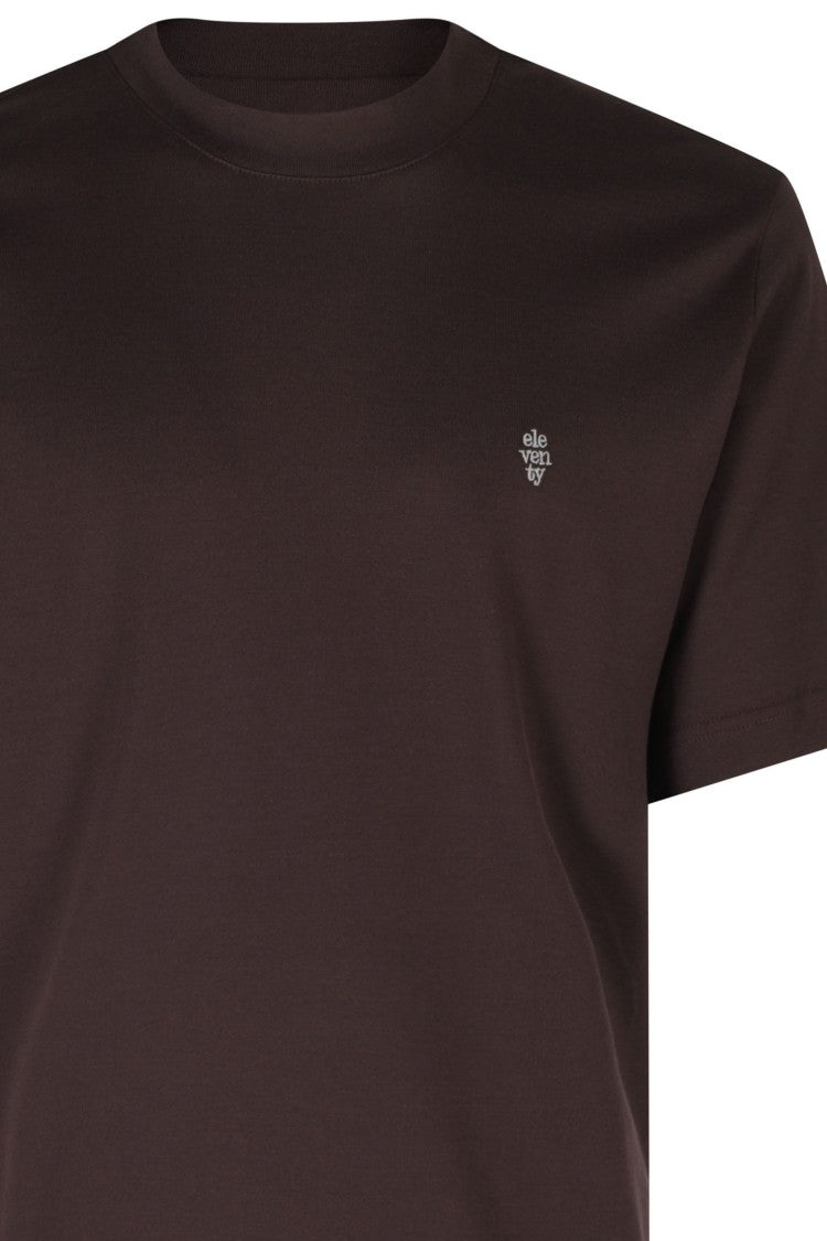 Eleventy Embroidered Logo Crewneck Cotton T-Shirt