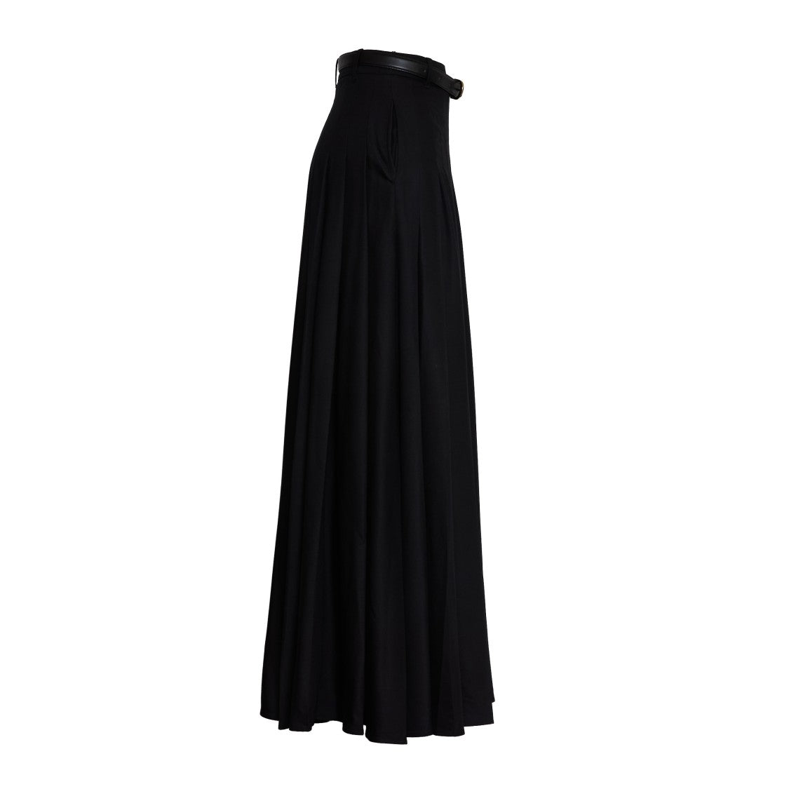 Self-Portrait Black Pleated Twill Maxi Skirt