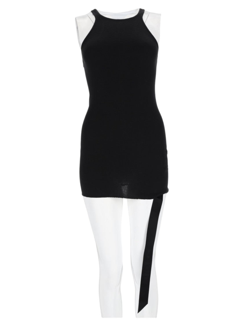 Drkshdw By Rick Owens Fitted Sleeveless Asymmetric Hem Cotton Top