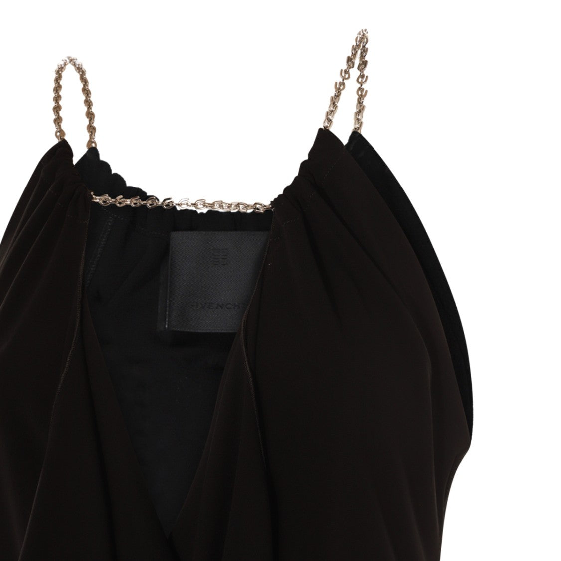 Givenchy Mid-Length Black Viscose Dress With Delicate Chain Straps