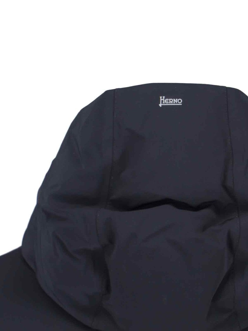 Herno Black Quilted Hooded Zip Jacket