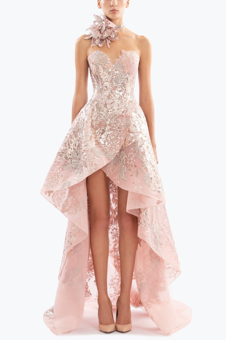 Saiid Kobeisy Embroidered High-Low Dress