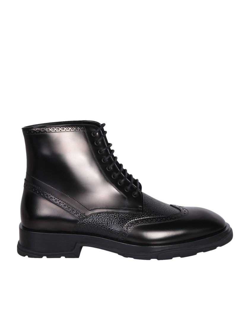 Alexander Mcqueen Black Lace-Up Boots