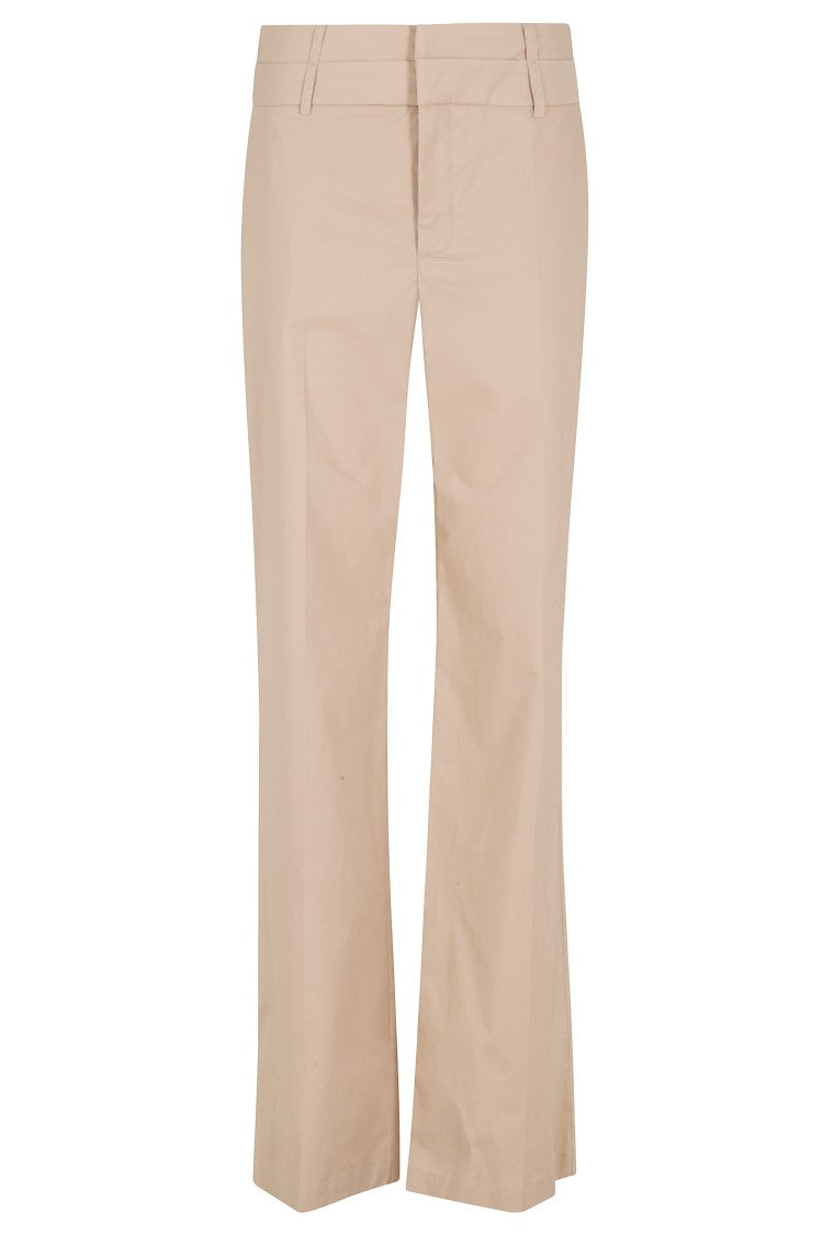 Federica Tosi Camel Double-Dyed Double-Waistband Cotton-Blend Formal Pants