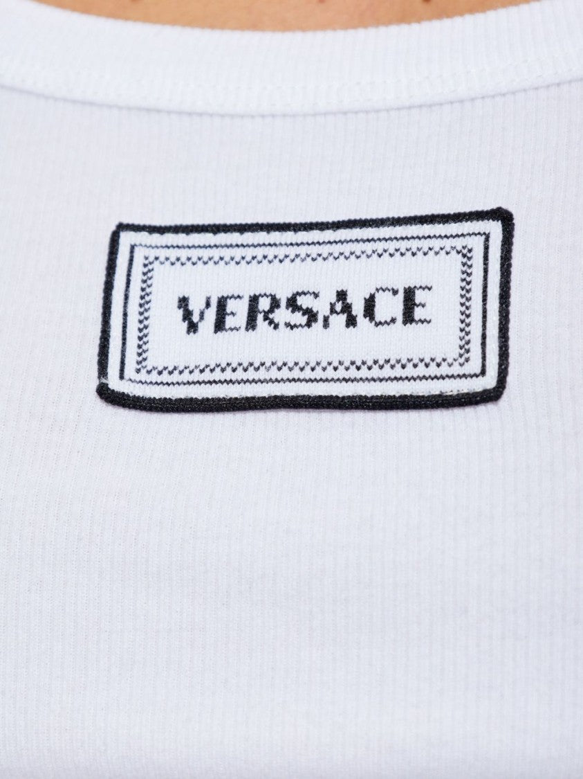 Versace Silk And Nylon Blend Drape Top