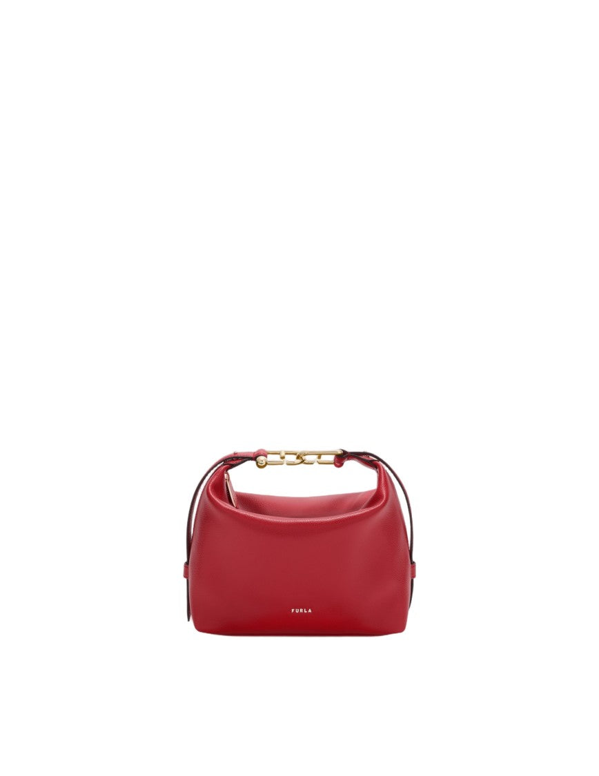 Furla Tonie Mini Hobo Bag In Red Leather
