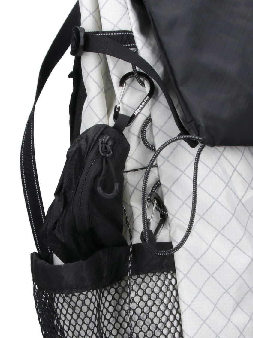 And Wander White Grey Technical Ecopack 30L Grid-Pattern Backpack