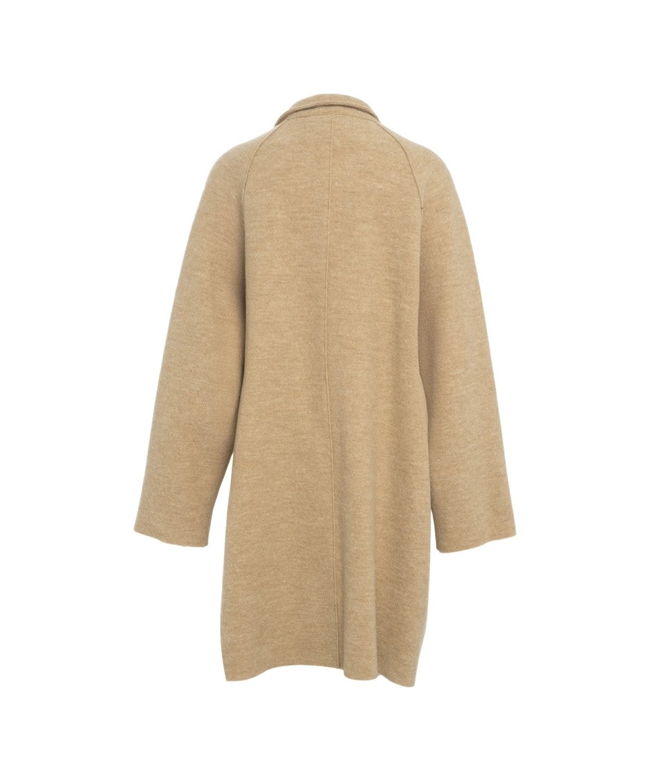 Harris Wharf London Beige Oversized Coat With Refined Collar And Raglan Sleeves