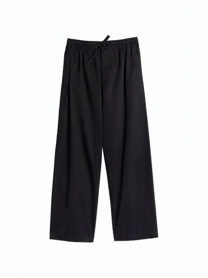 Lemaire Wide-Leg Black Trousers With Adjustable Drawstring