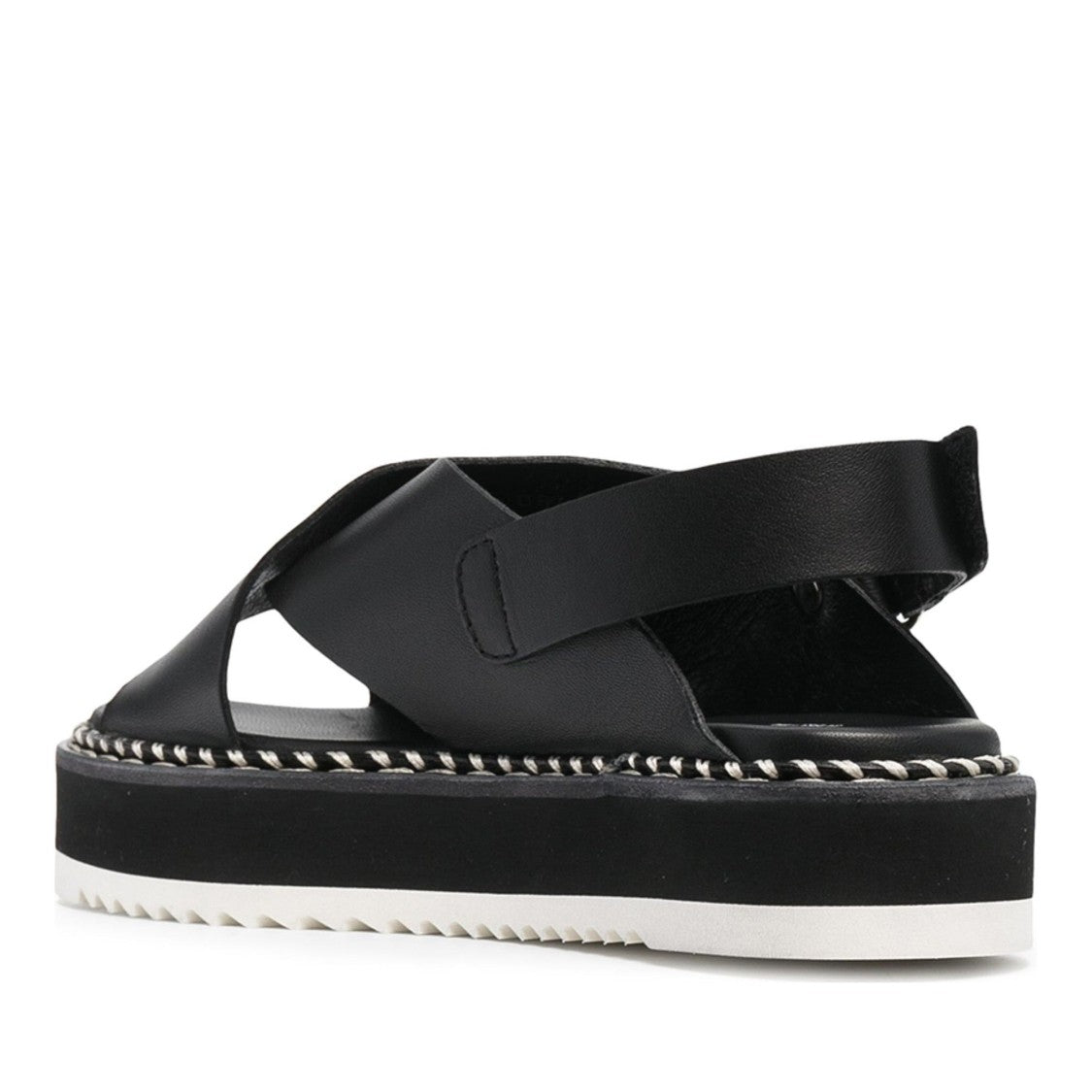 Agl Black Marta Leather Flat Platform Sandals