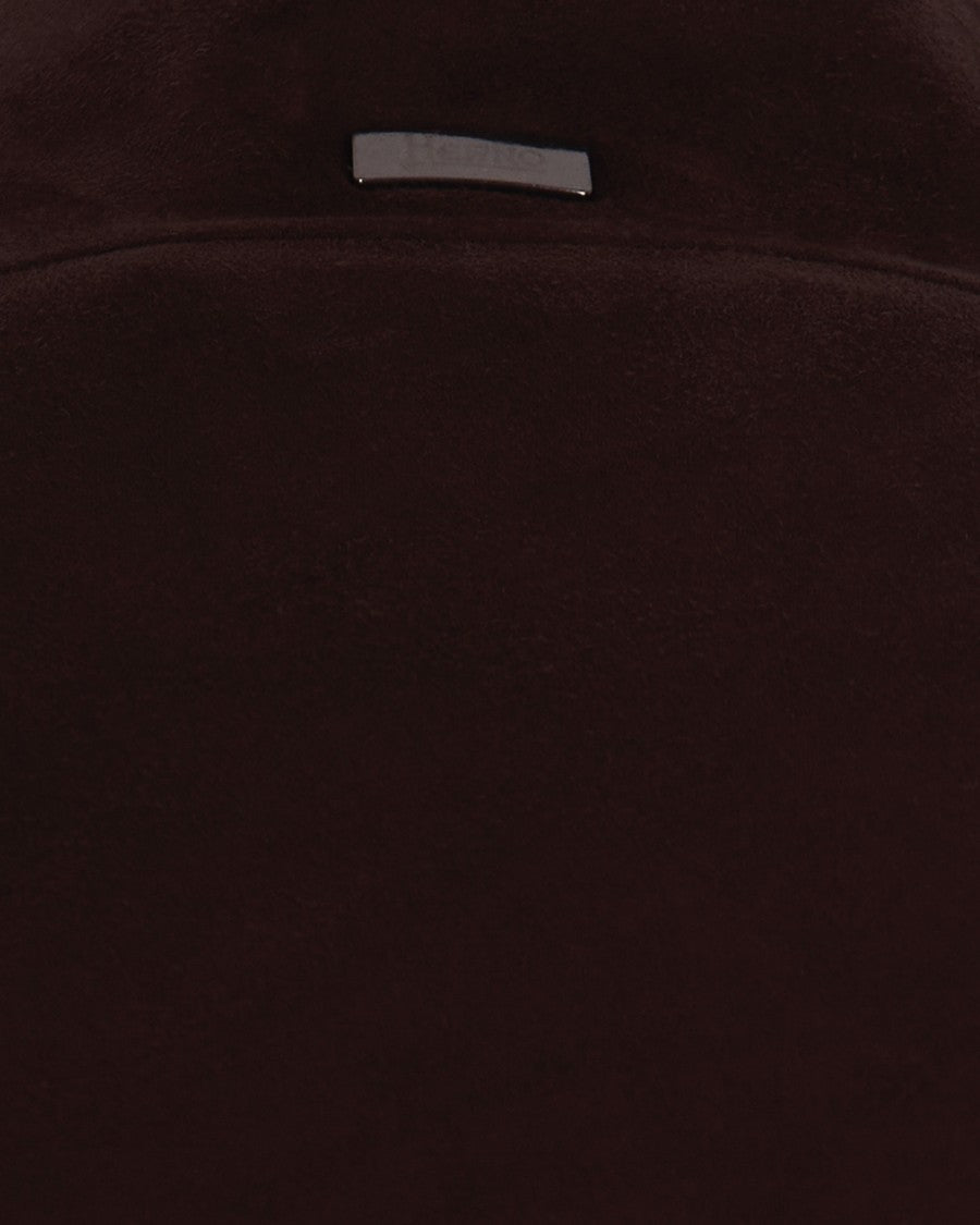 Herno Suede-Texture Brown Casual Jacket With High Collar