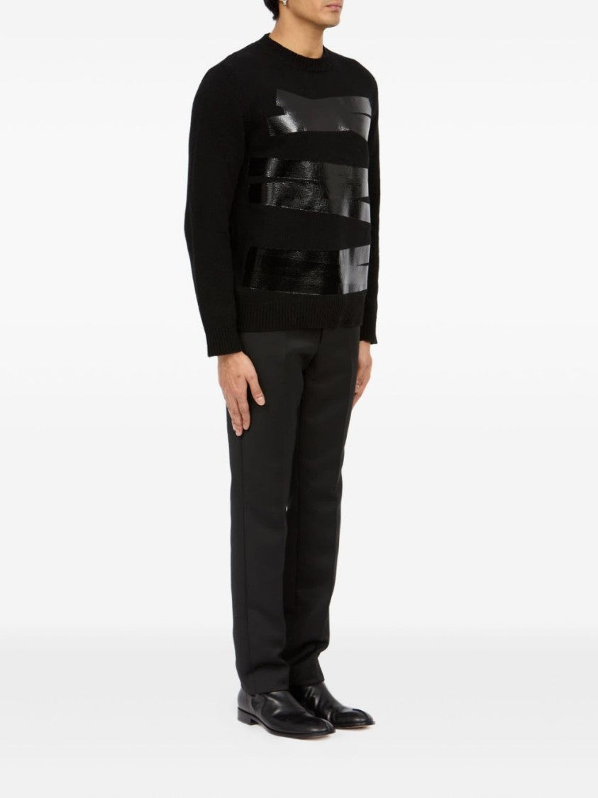 Mm6 By Maison Margiela Crew Neck Sweater With Metallic Stripe Detail