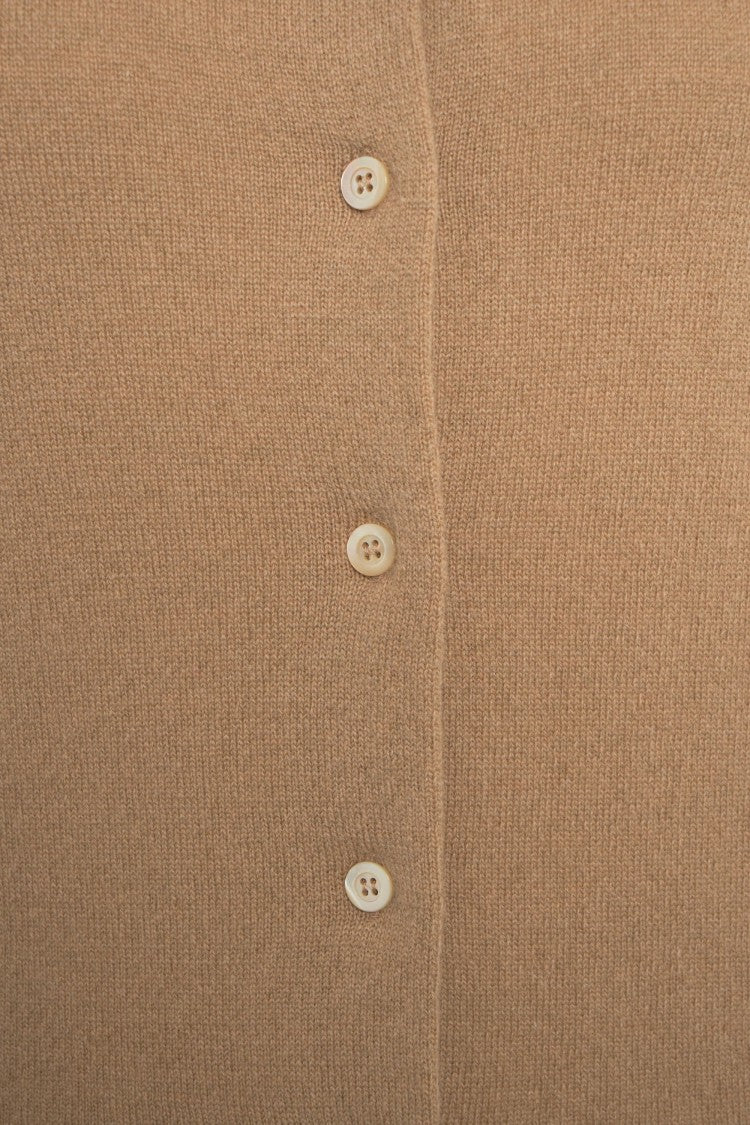 Jeio Beige Knit Vest With Classic Round Neckline And Button Closure