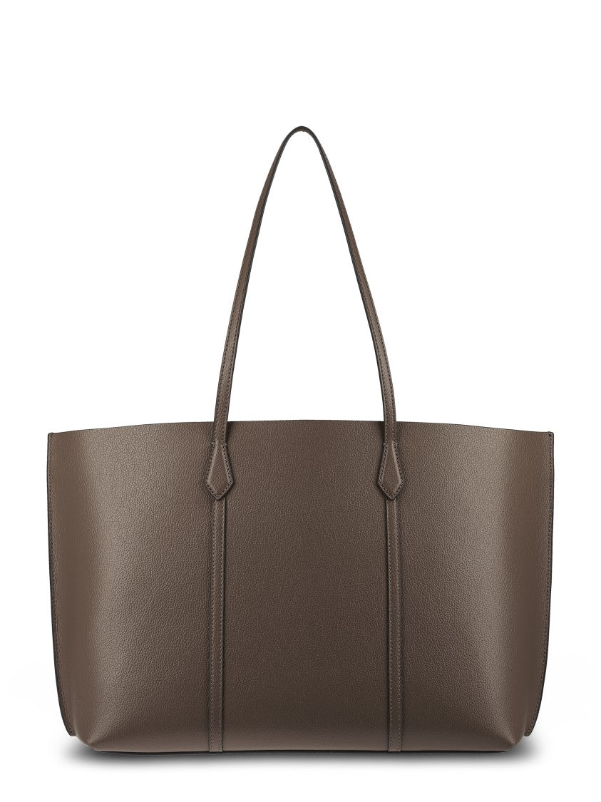 Tory Burch Structured Brown Leather Tote With Minimalist Design