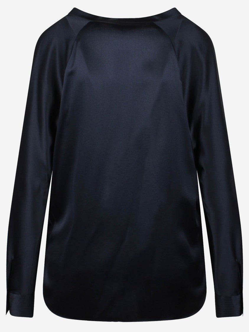 Vince Lustrous Silk Blouse With Deep V-Neckline