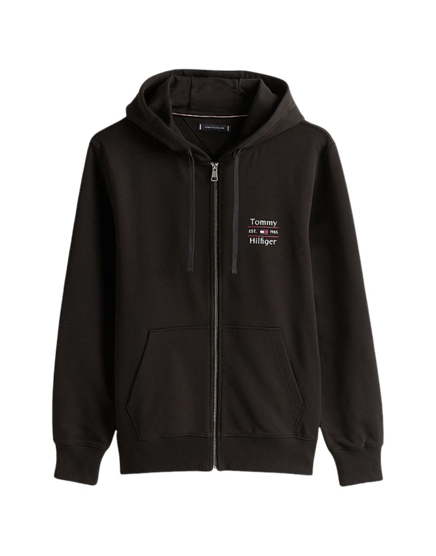 Tommy Hilfiger Black Cotton Zip-Up Hoodie