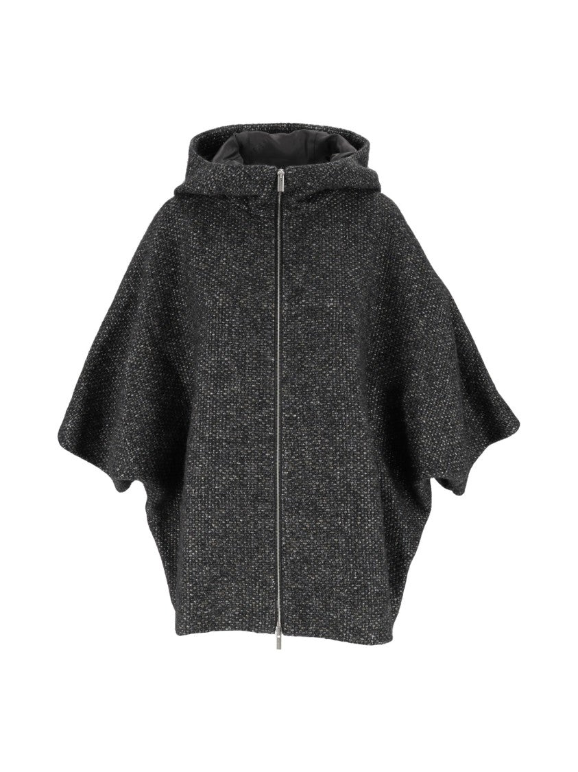 Peserico Cape-Inspired Hooded Short Coat