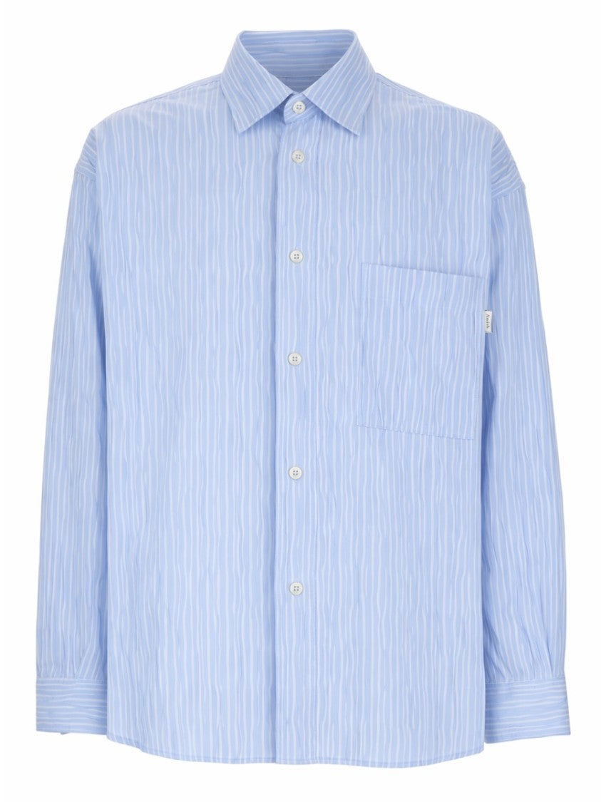 Amish Crinckle Relaxed Fit Vertical Stripes Shirt