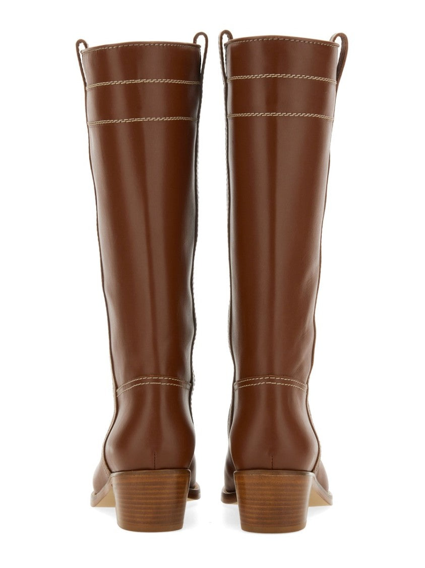 Fay Knee-High Brown Calf Leather Boots