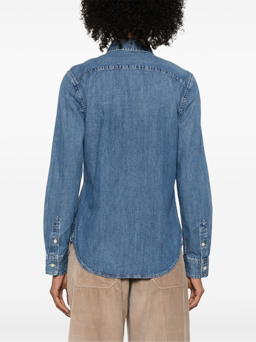Polo Ralph Lauren Medium Blue Wash Long-Sleeve Button-Front Shirt