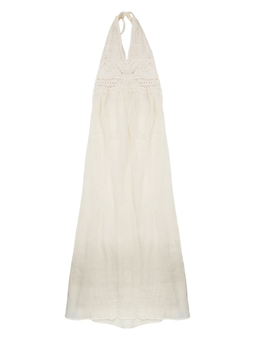 120% Lino Halter Neck Bodice Crochet Dress
