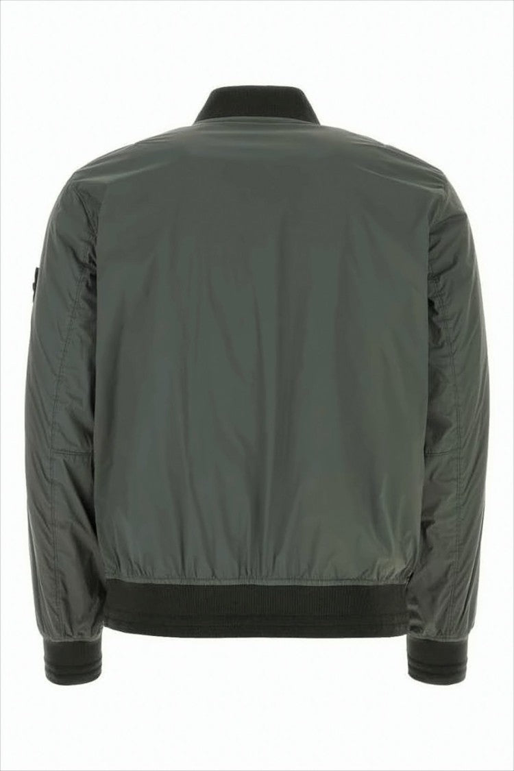 Stone Island Smooth-Finish Dark Green Bomber Jacket