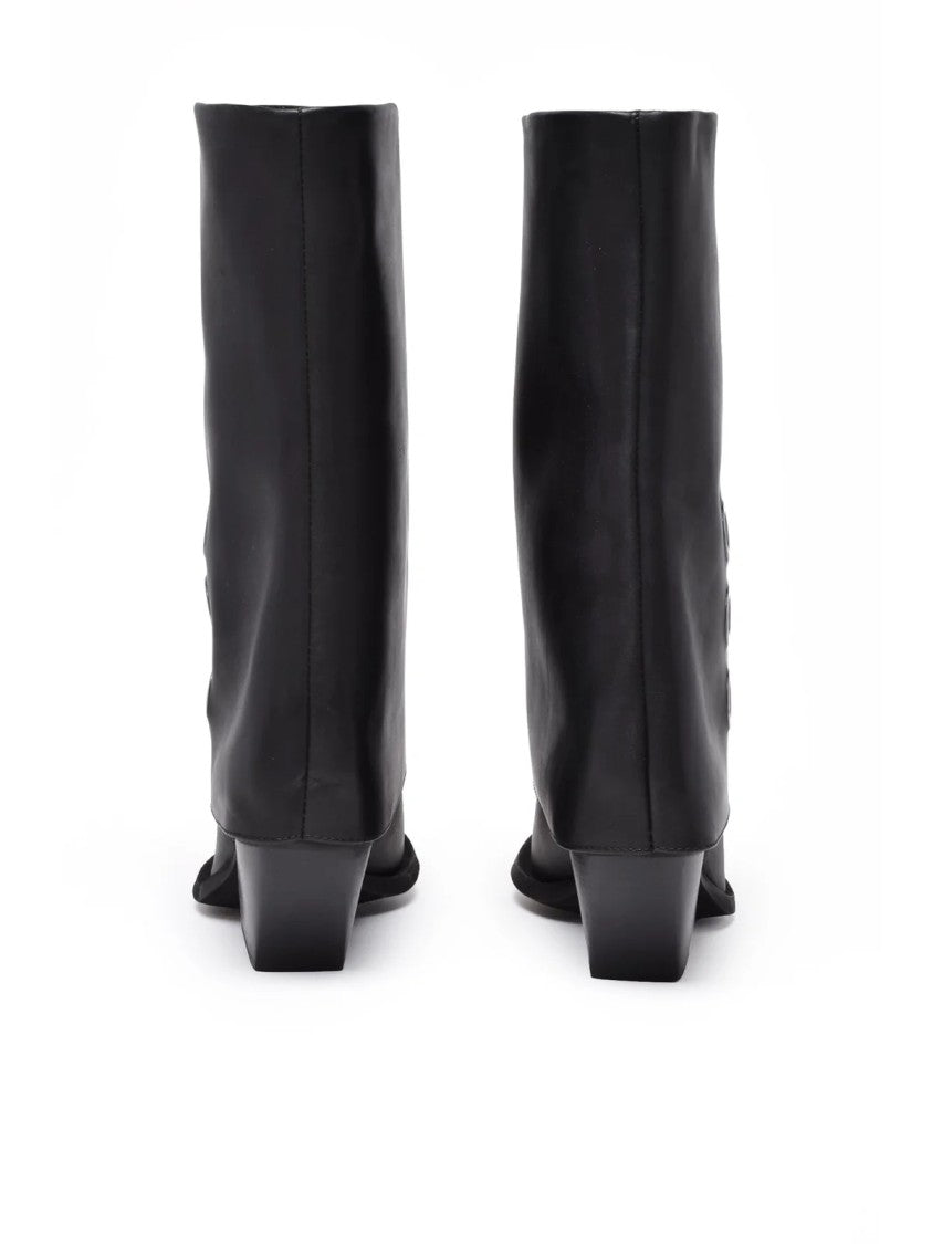 Gianluca Giordano Black Leather Western Boots