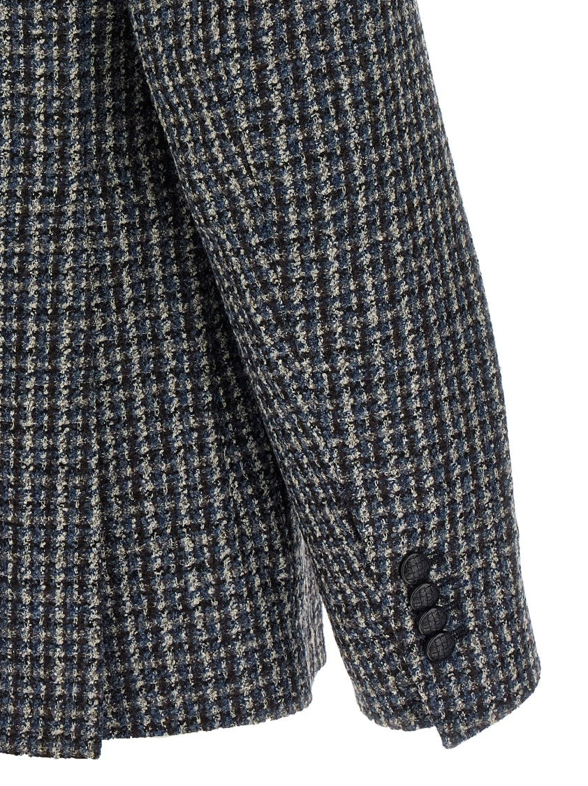 Tagliatore Wool Tweed Blazer With Peak Lapels