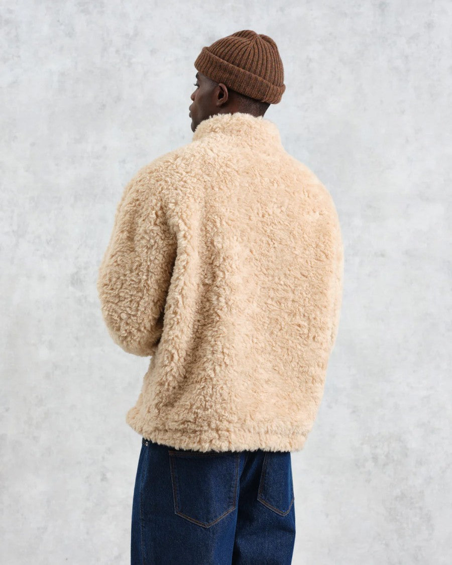 Wax London Recycled Sherpa Fabric Boxy-Fit Funnel Neck Jacket