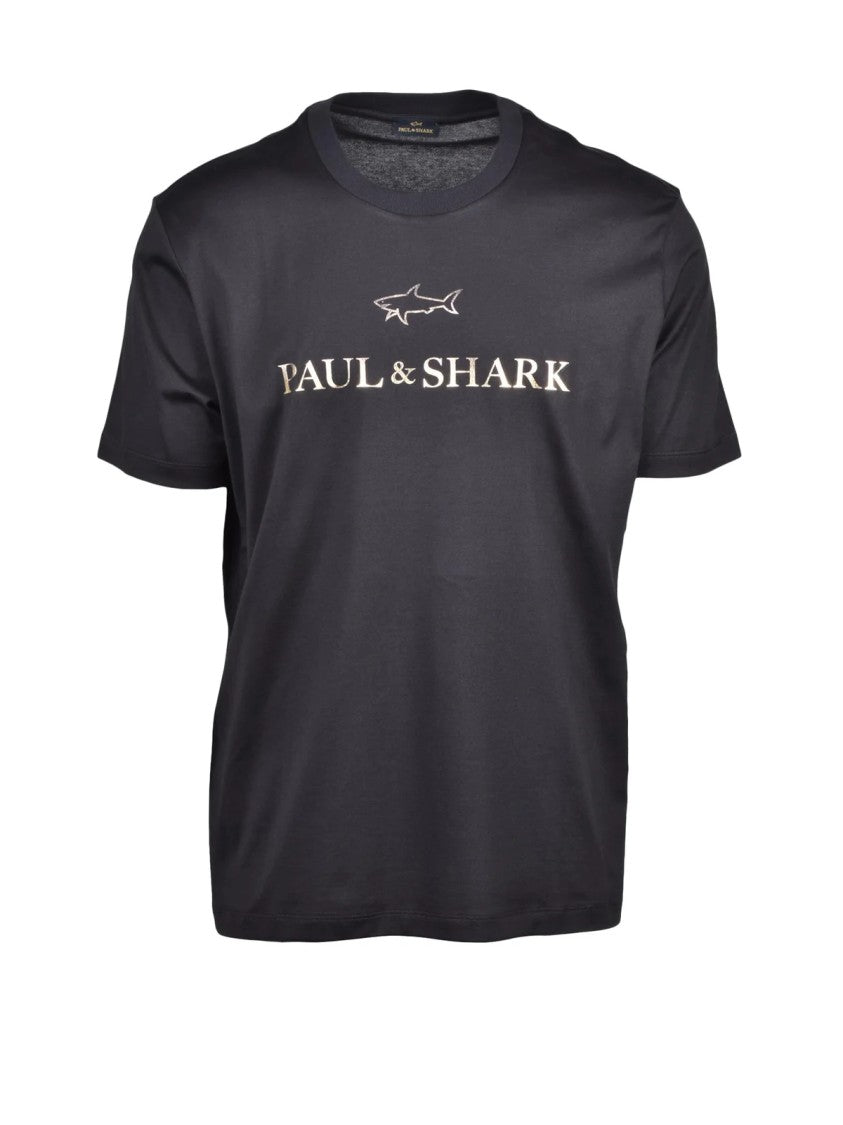 Paul & Shark Black Gold Shark Cotton T-Shirt