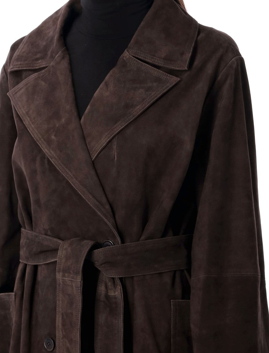 Róhe Suede Belted Wrap Coat
