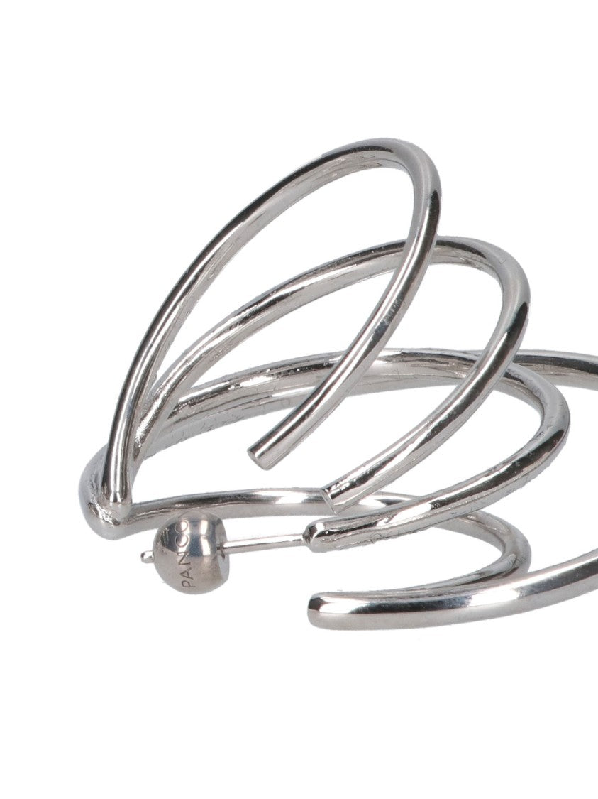 Panconesi "Triptych" Earrings In Silver-Plated Brass, Circular Design.