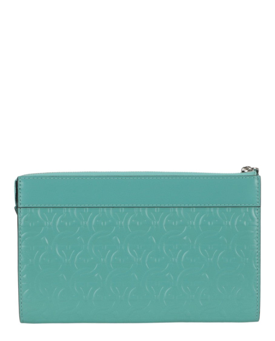 Ferragamo Gancini Embossed Leather Clutch