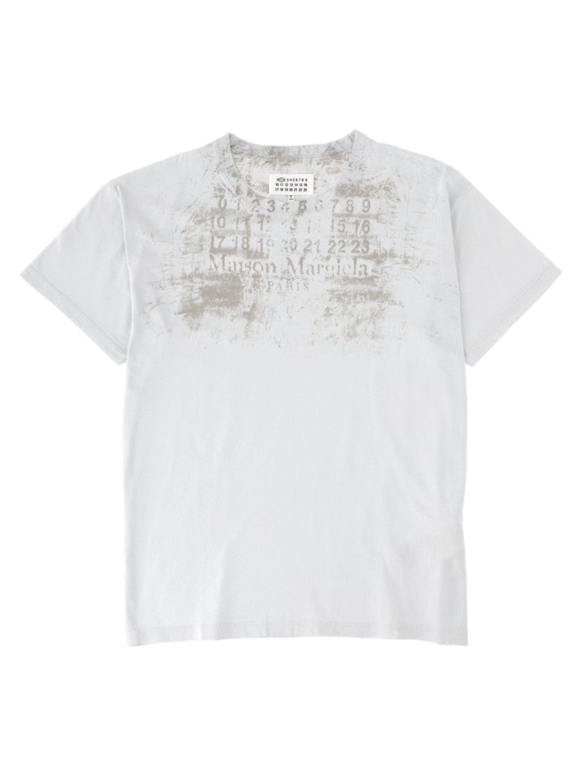 Maison Margiela Relaxed Fit Vintage Print White Cotton T-Shirt