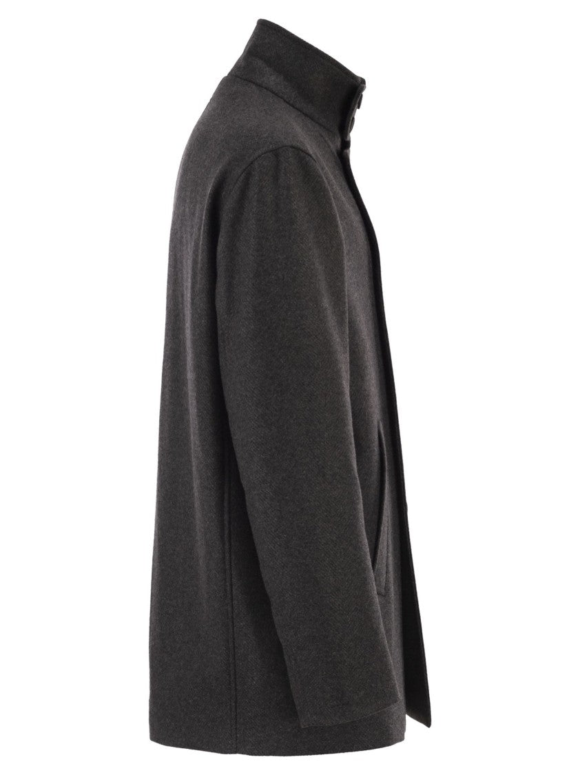 Herno Double-Breasted Coat In Wool Blend